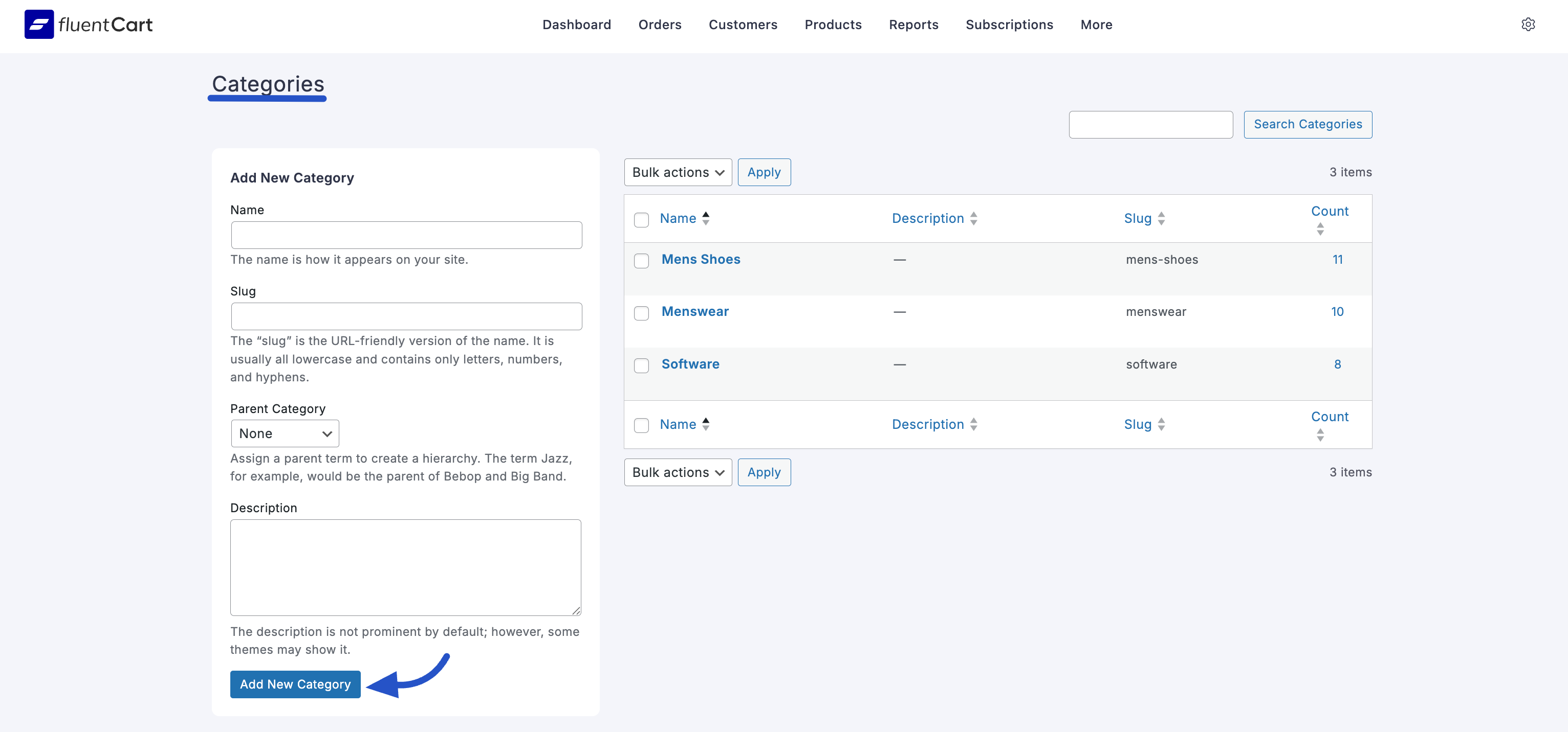 Add New Categories