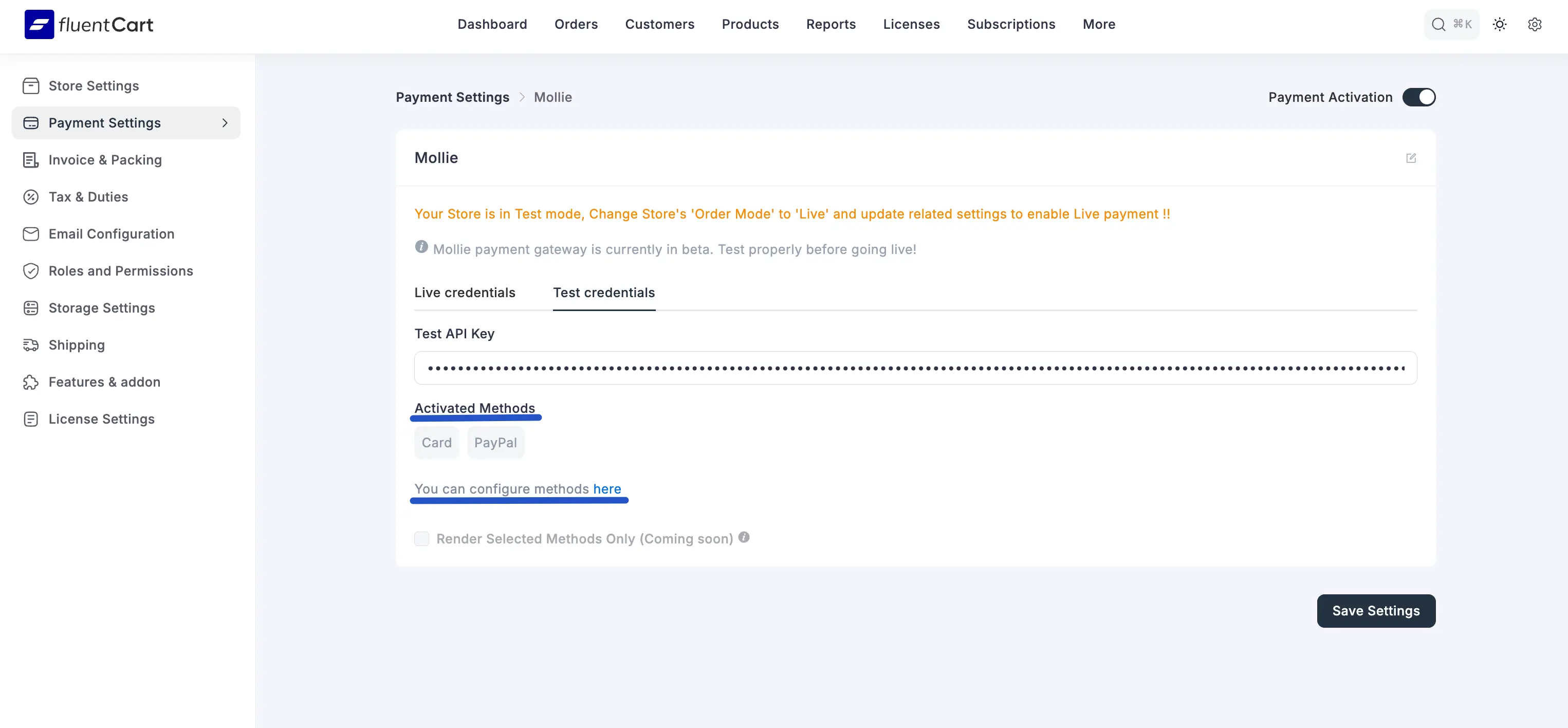Mollie API Configuration