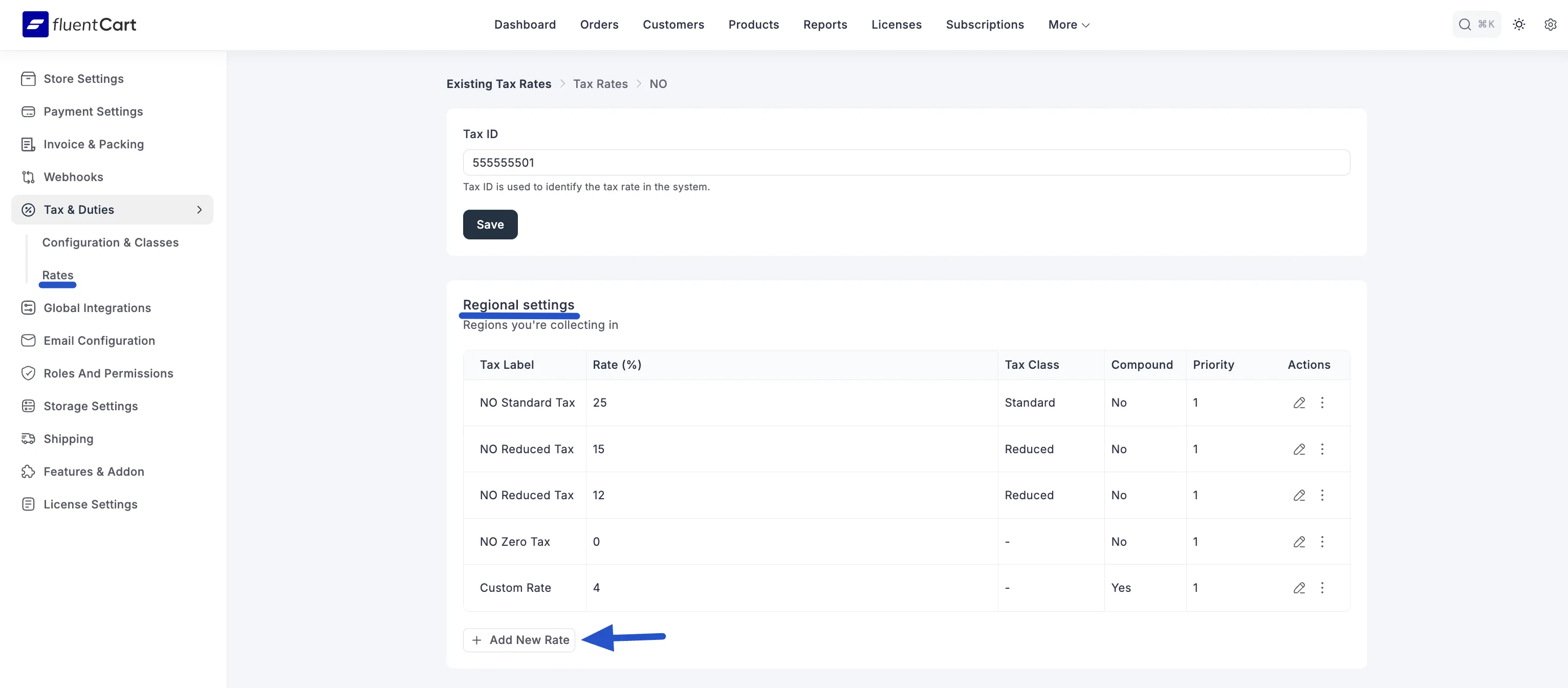 Configure Rates
