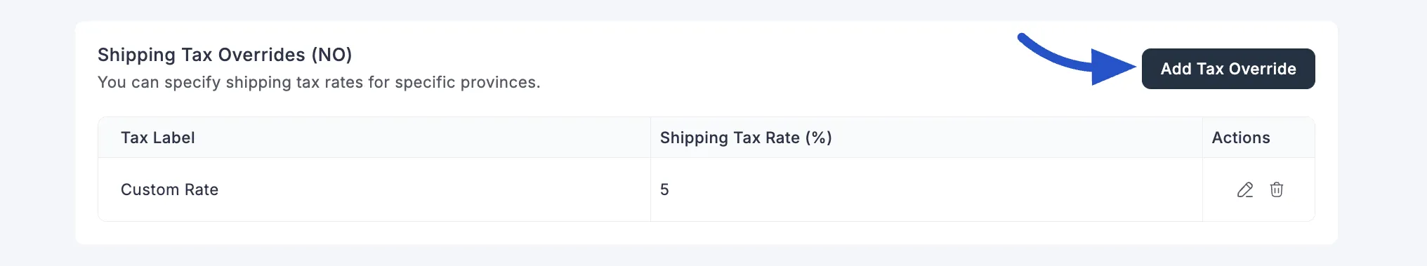 Add Tax Override