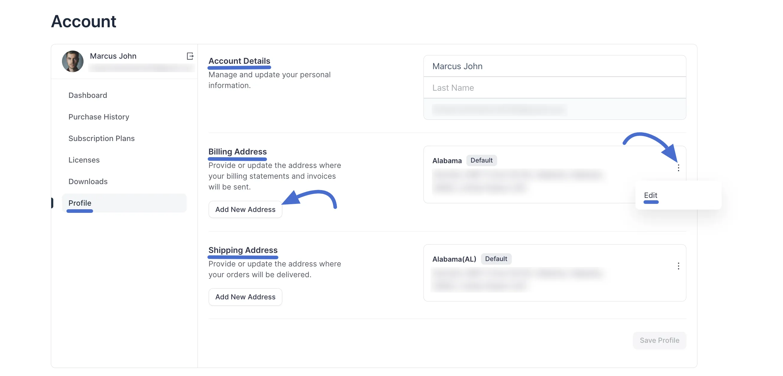 Screenshot of Purchase History