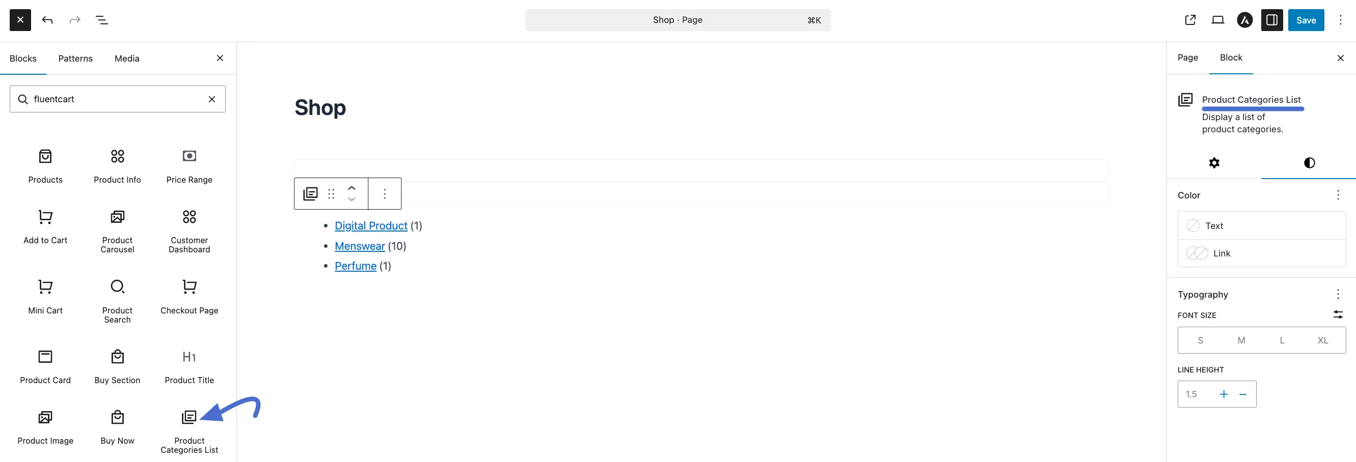Screenshot of FluentCart Blocks