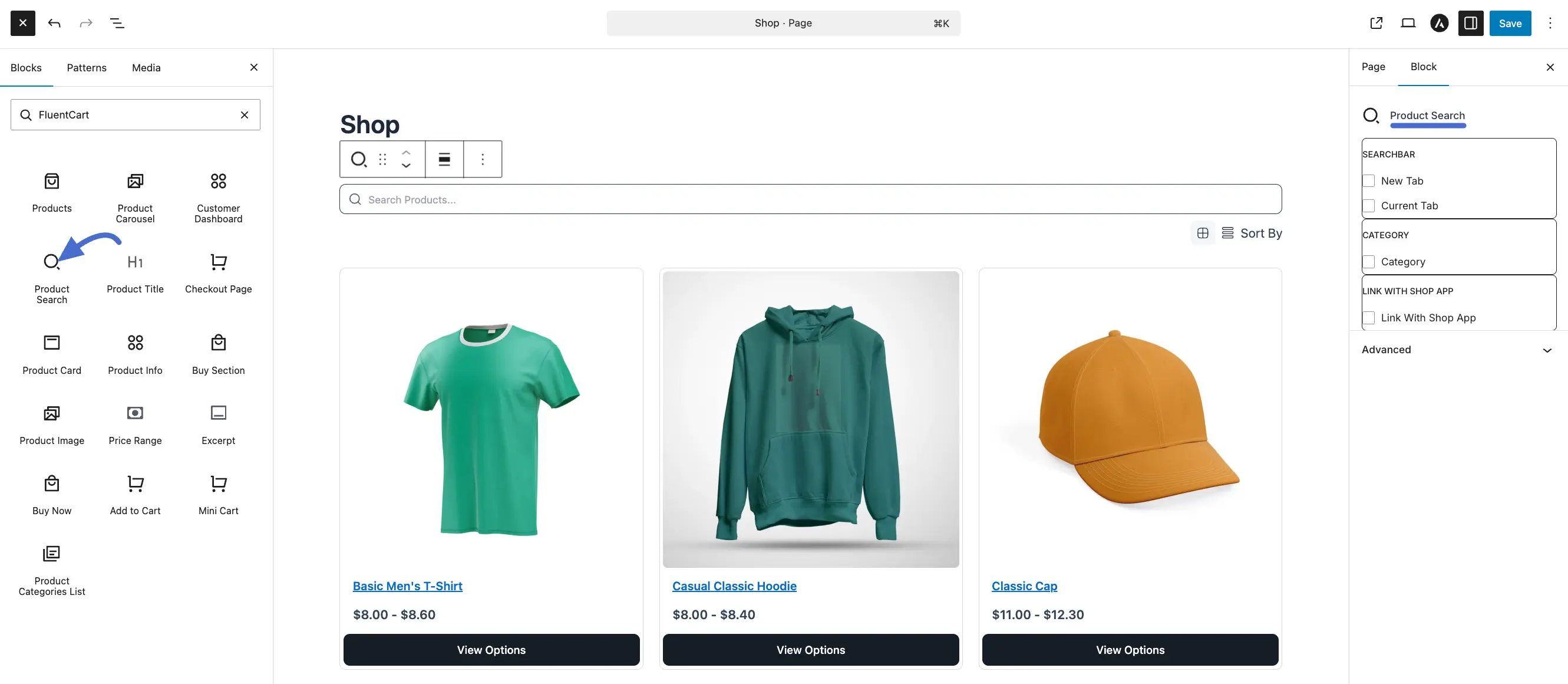 Screenshot of FluentCart Blocks