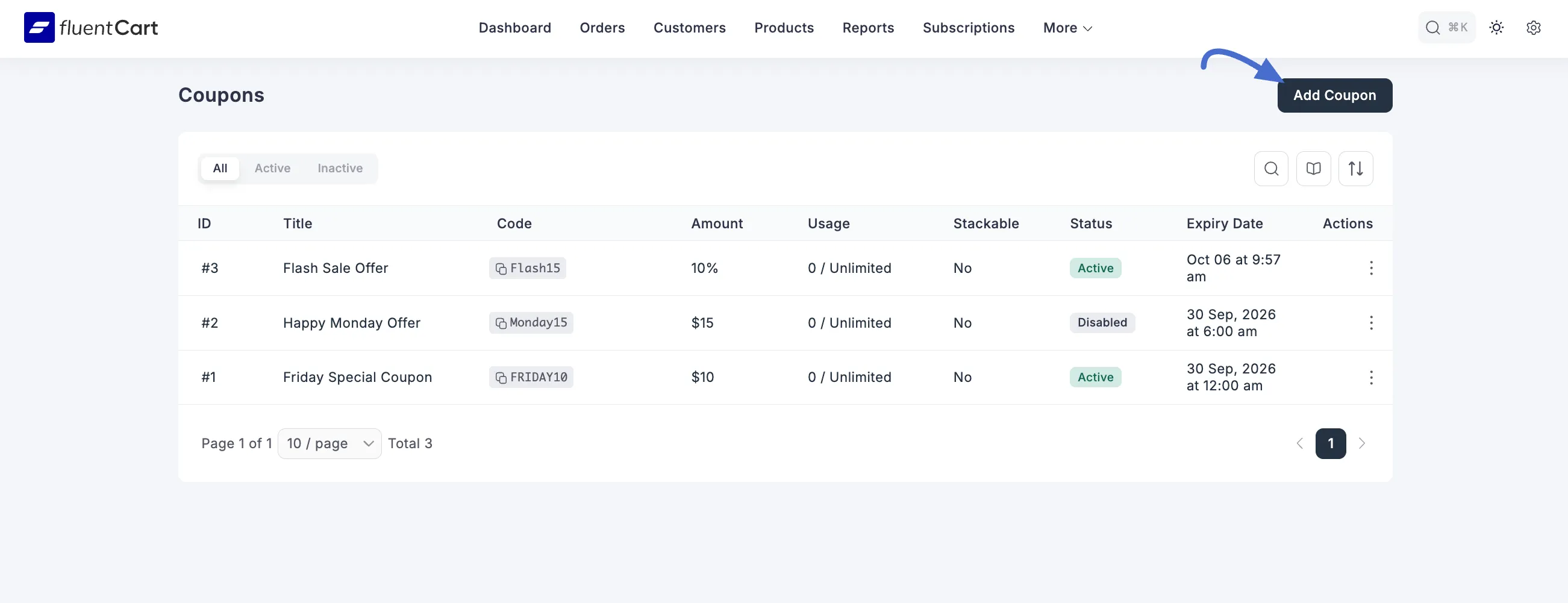 Screenshot of Add Coupon Button