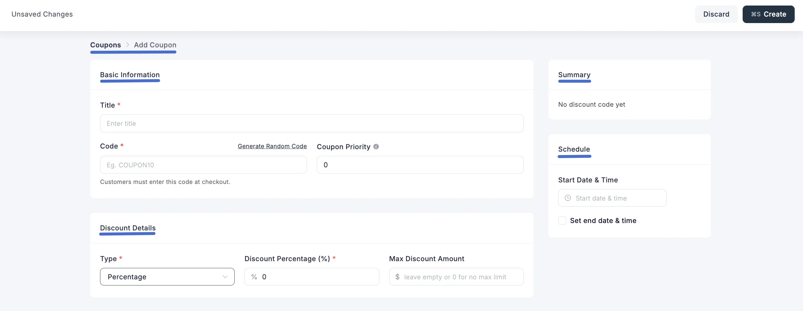 Screenshot of Add Coupon Screen (Discount Value)