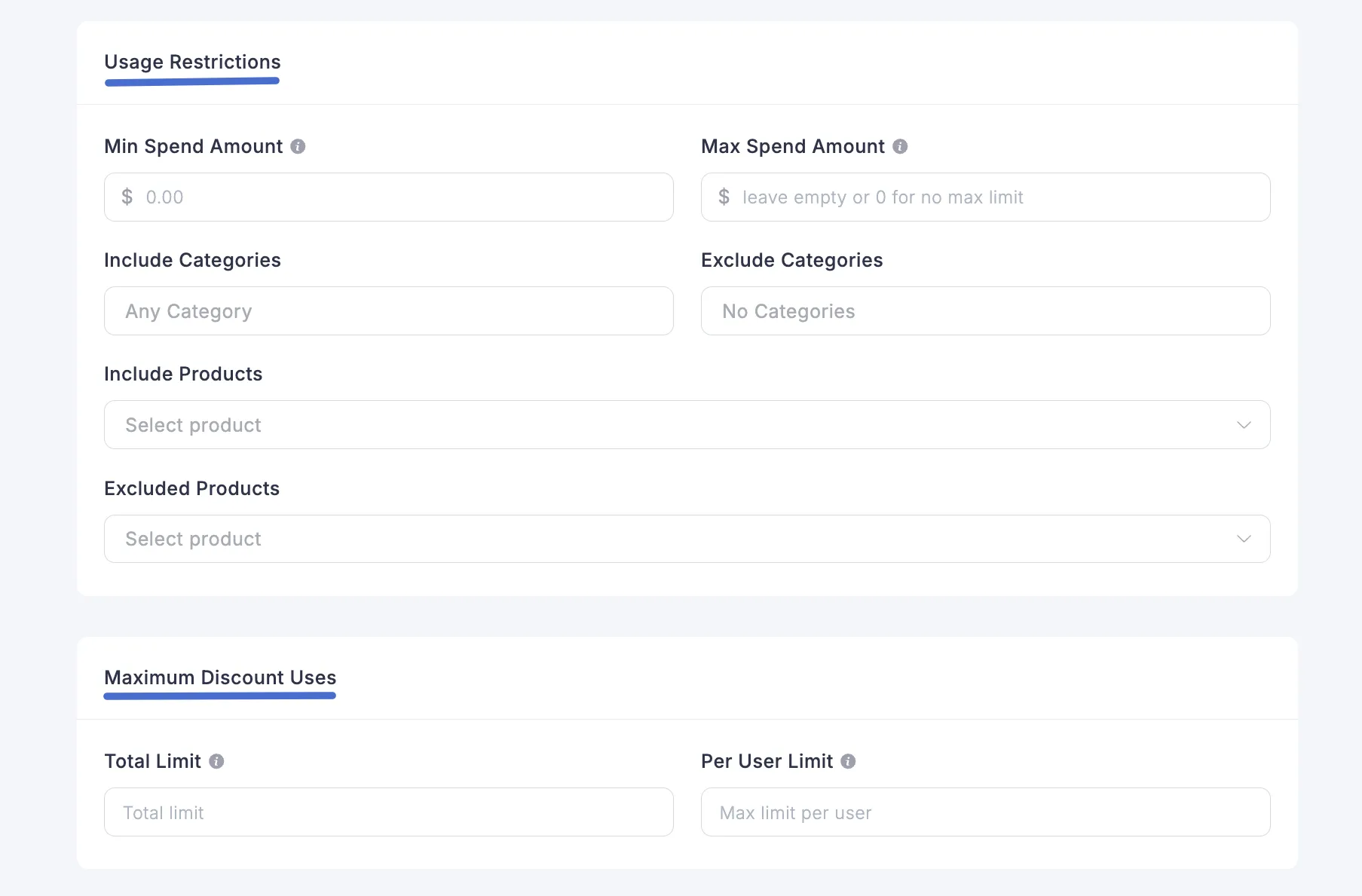 Screenshot of Usage Restrictions