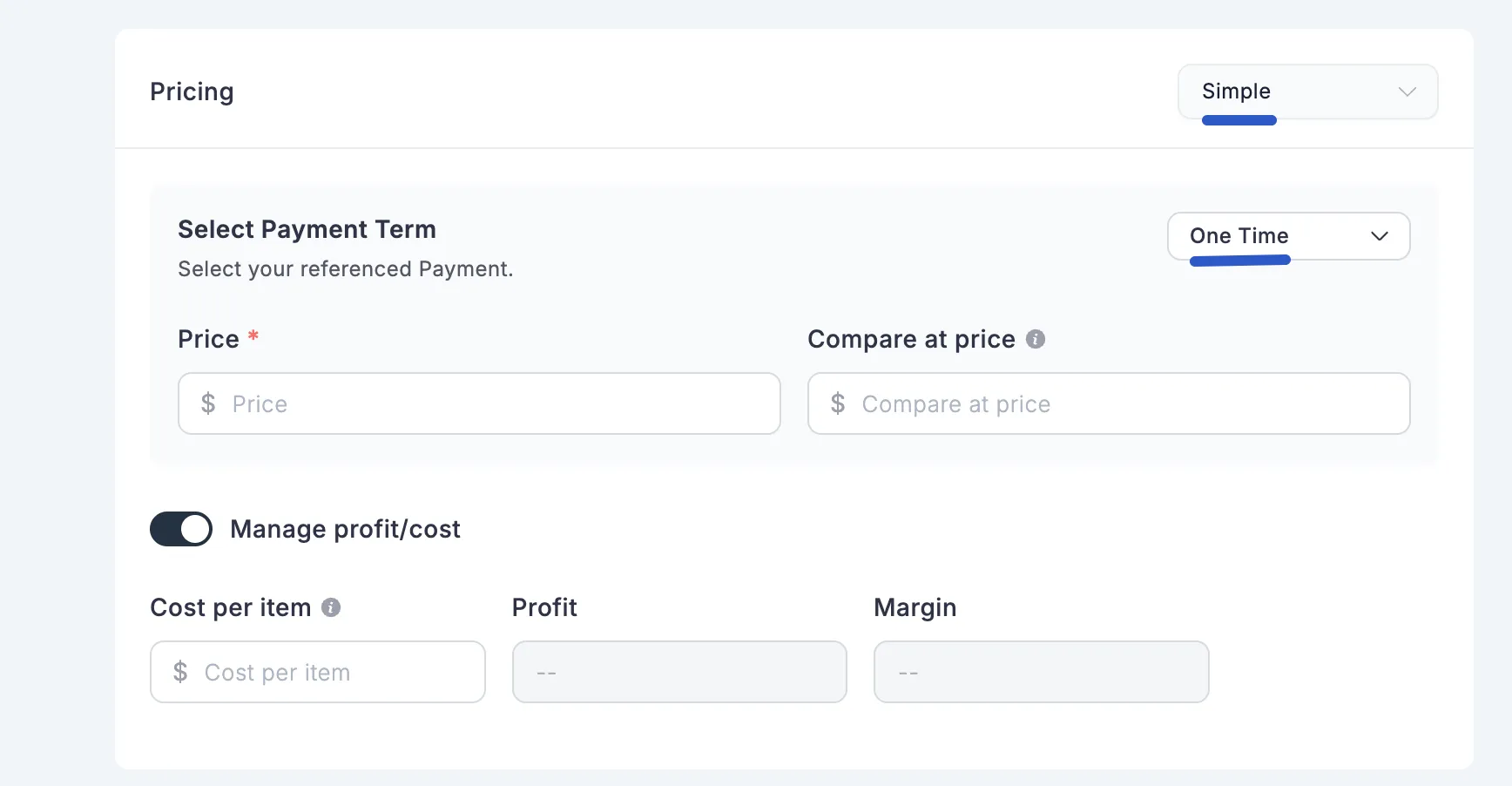 Screenshot of Product Types List Page