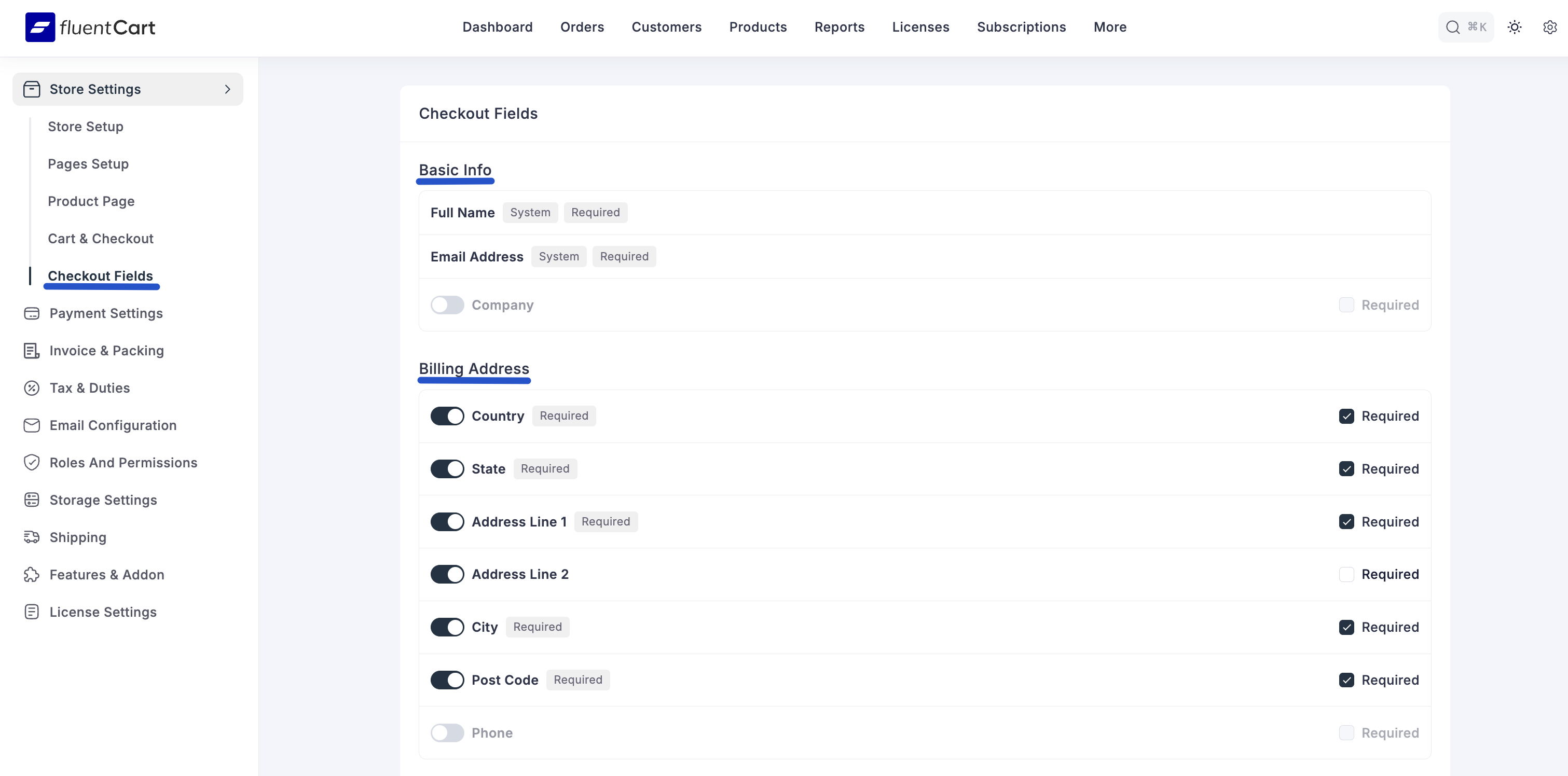 Screenshot of Additional Info Settings Tab