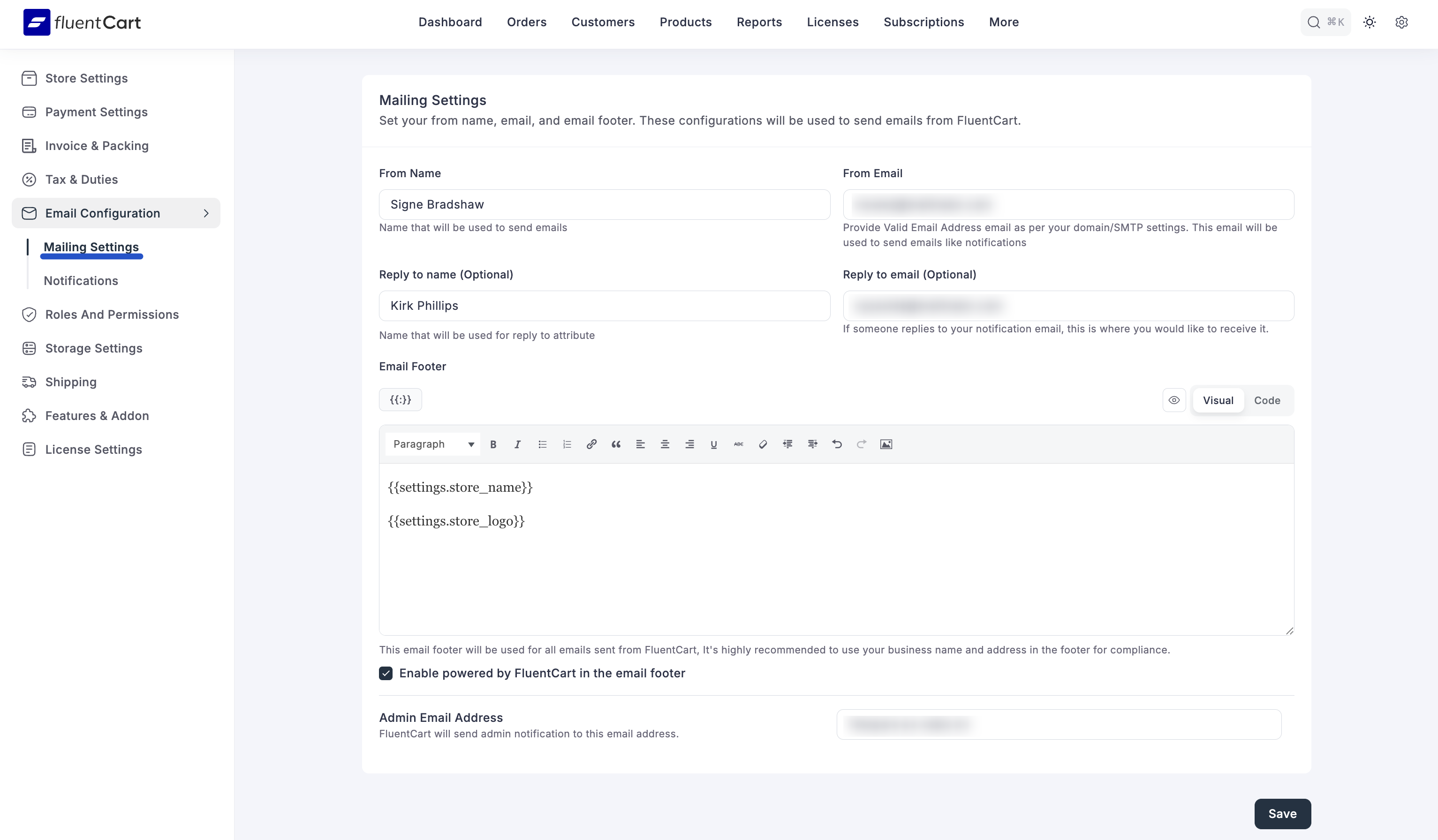 Mailing Settings