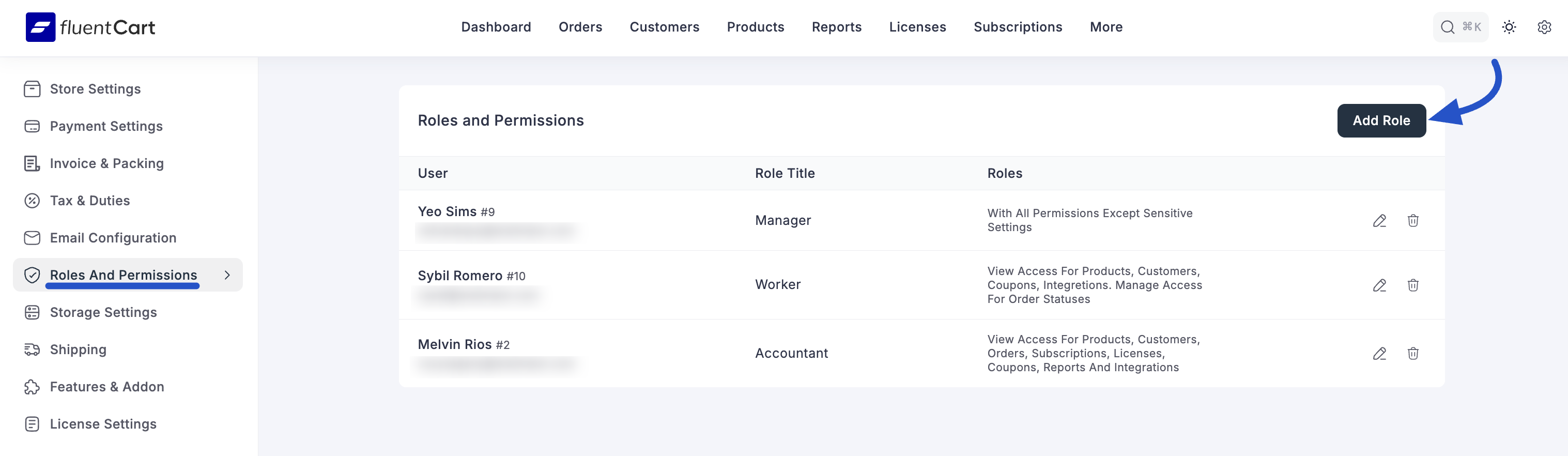 Screenshot of Add Role Button