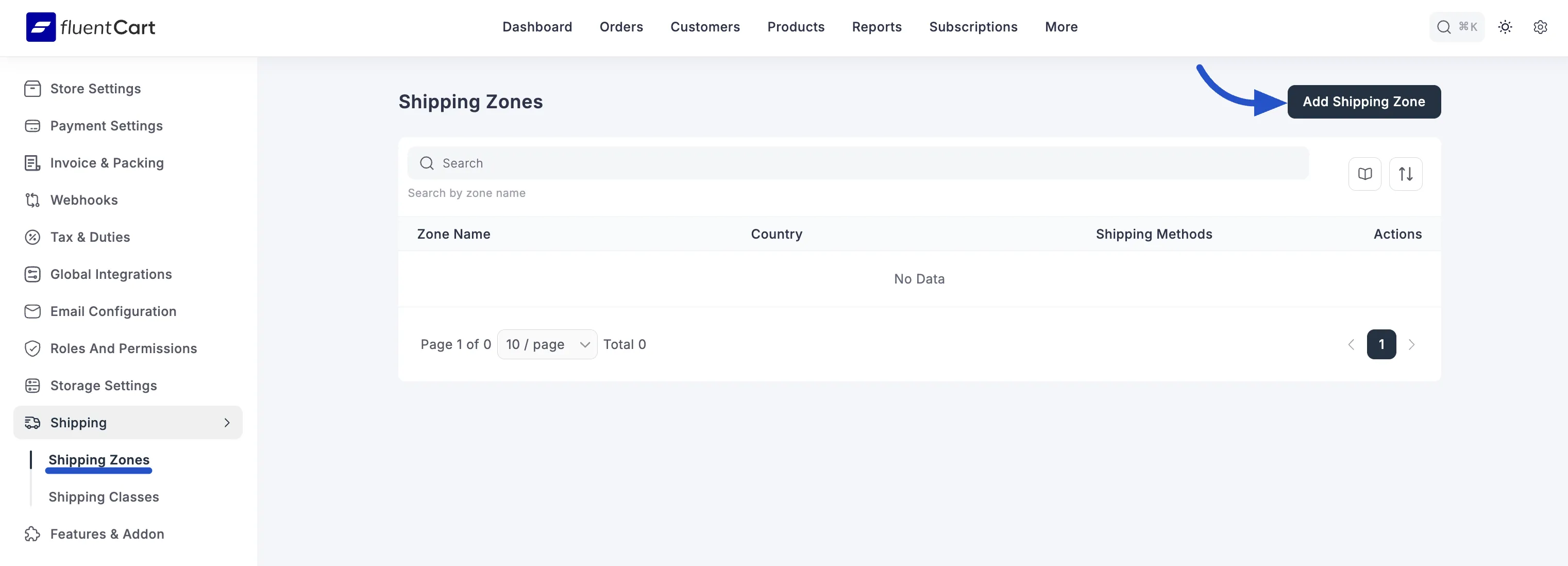 Screenshot of Configuring Shipping Zones